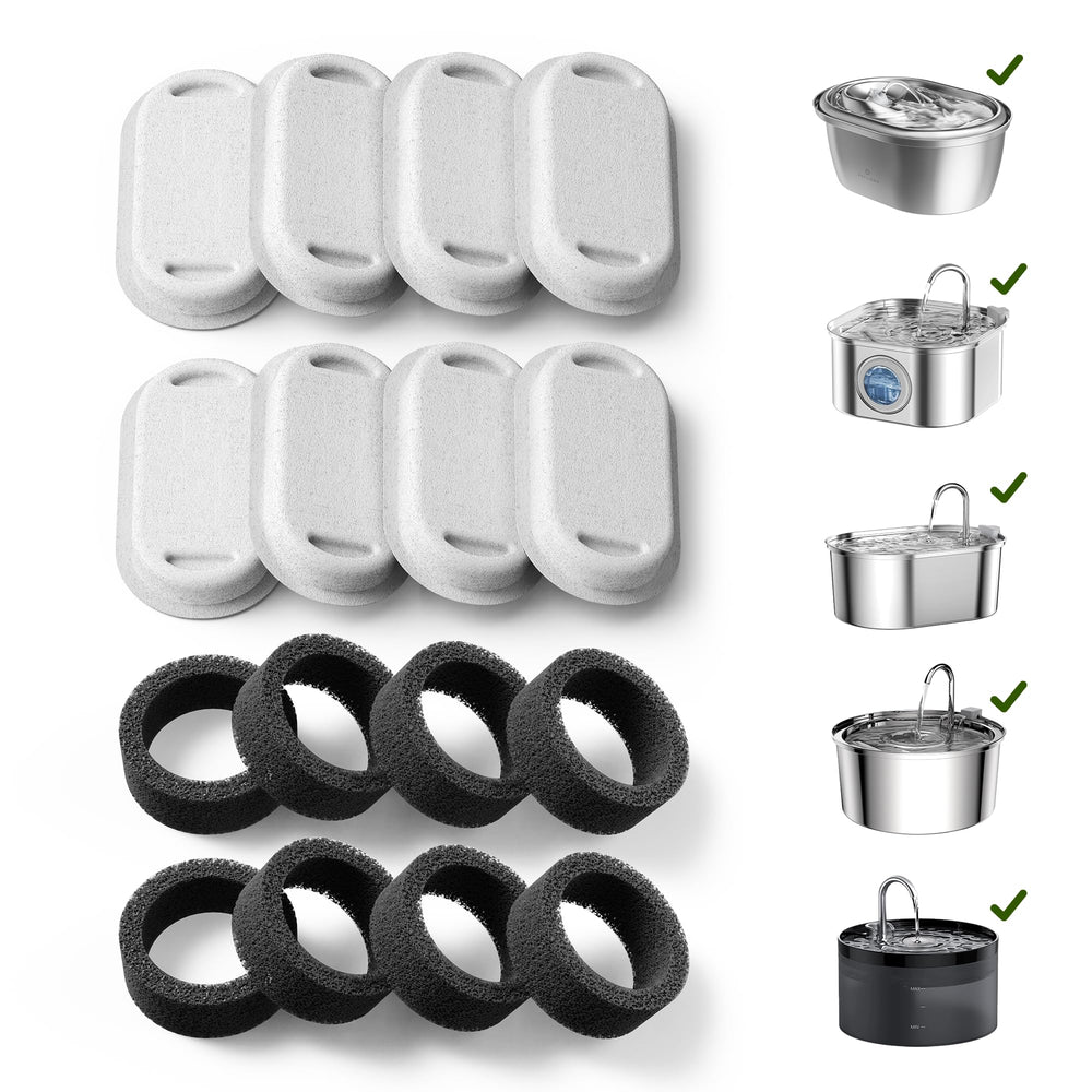 PETLIBRO stainless-steel cat fountain filter 8-pack ensuring cleaner, fresher-tasting water.