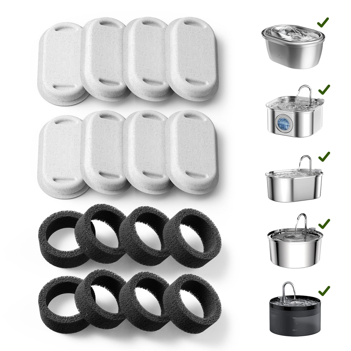 PETLIBRO stainless-steel cat fountain filter 8-pack ensuring cleaner, fresher-tasting water.
