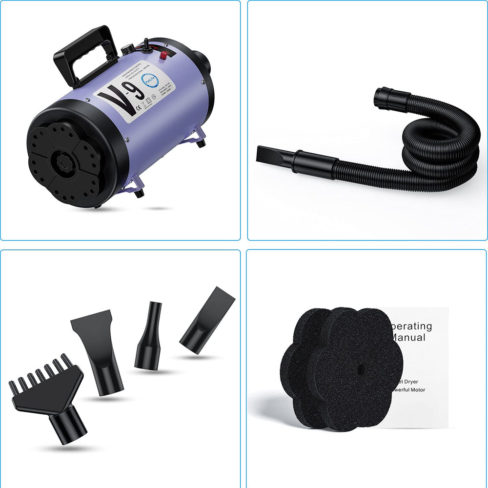 PetLife dog grooming dryer purple shows premium equipment for stylish home grooming