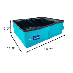 PetLike Travel Cat Litter Box shows leak-proof nylon exterior for trips