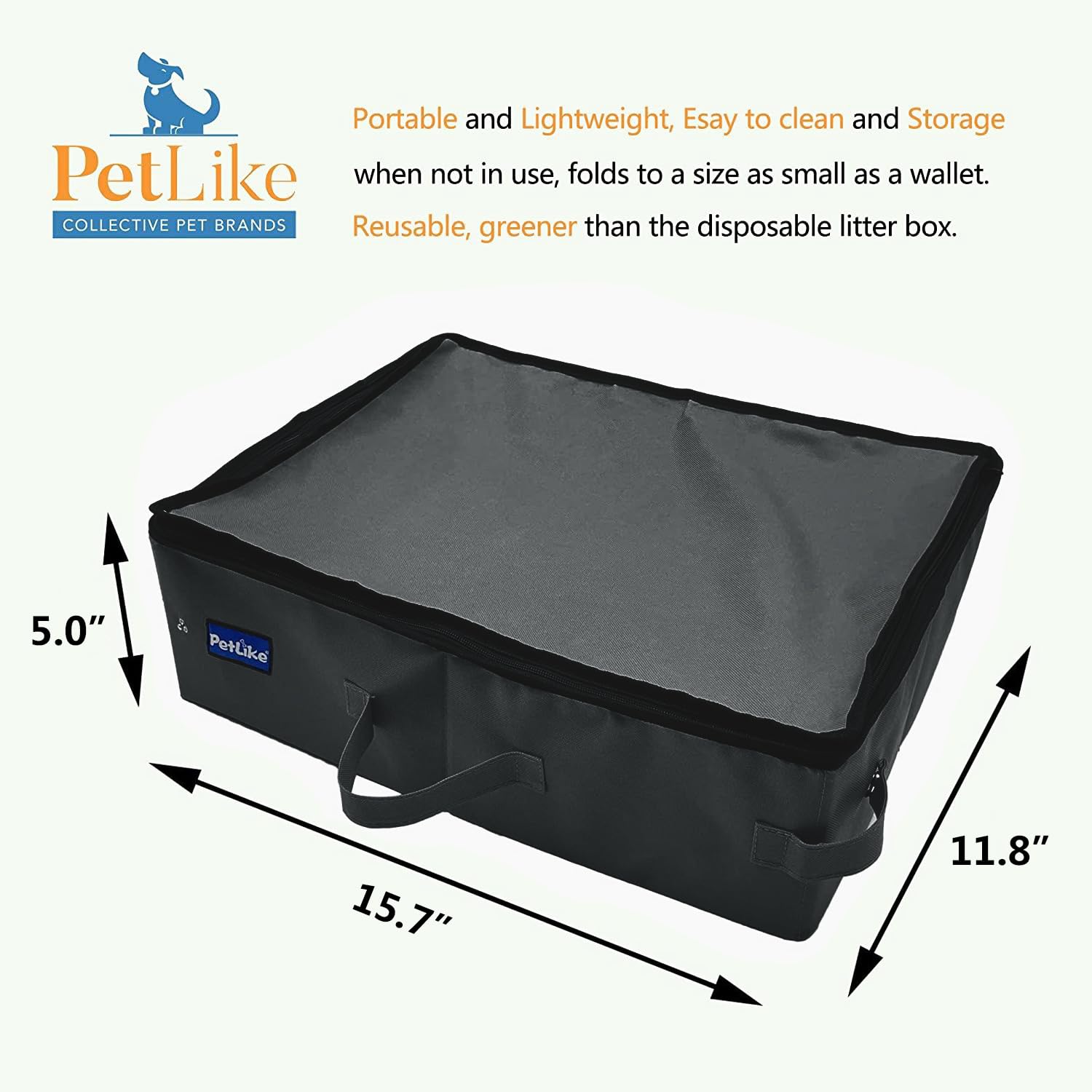 PetLike collapsible litter box used as travel bag and cozy bed.