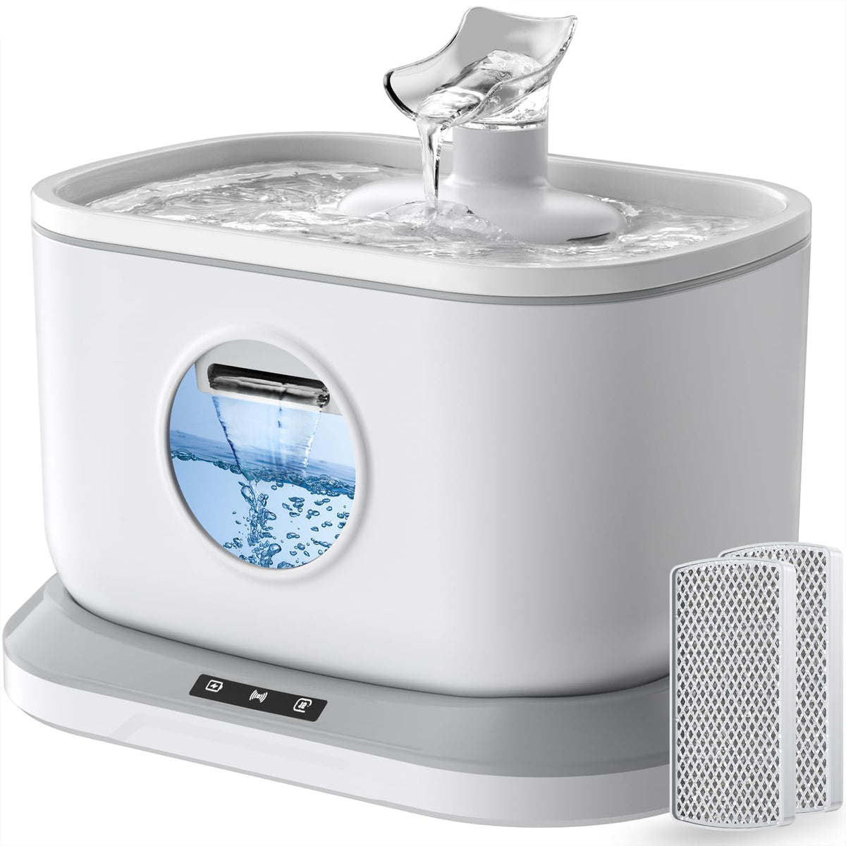 Petlipo cat water fountain front view promotes easy hydration for busy cats.