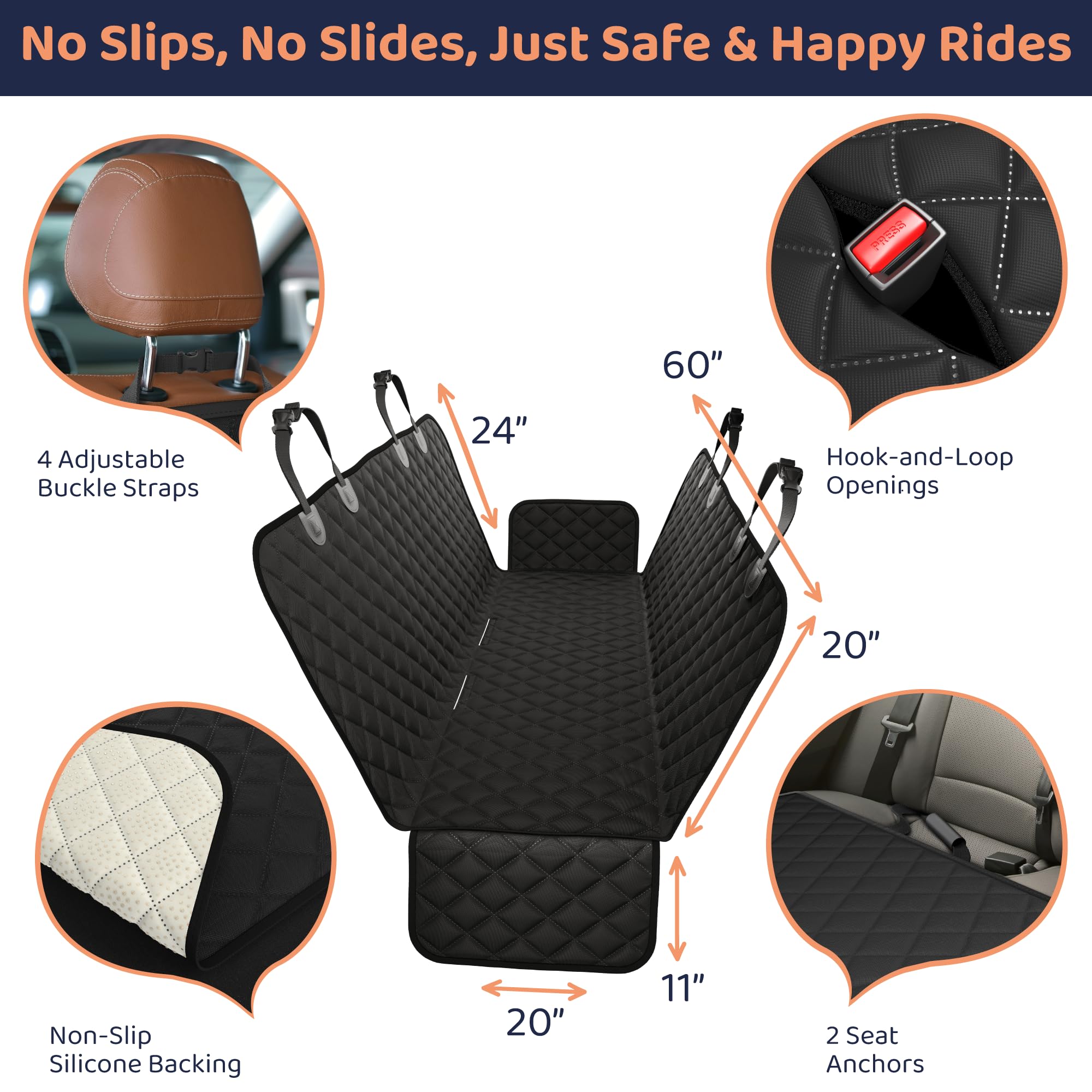 Petloox dog seat cover built-in pockets store treats