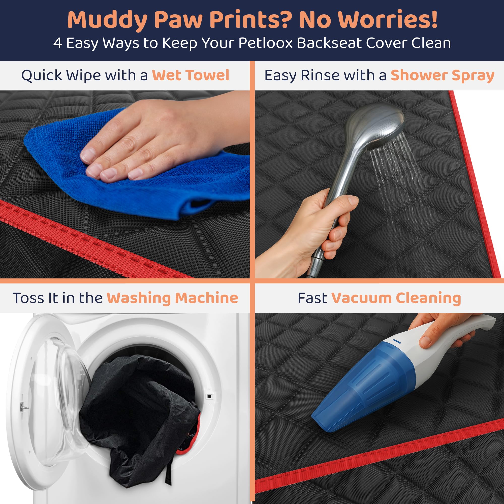Petloox dog seat cover machine washable for easy cleanup