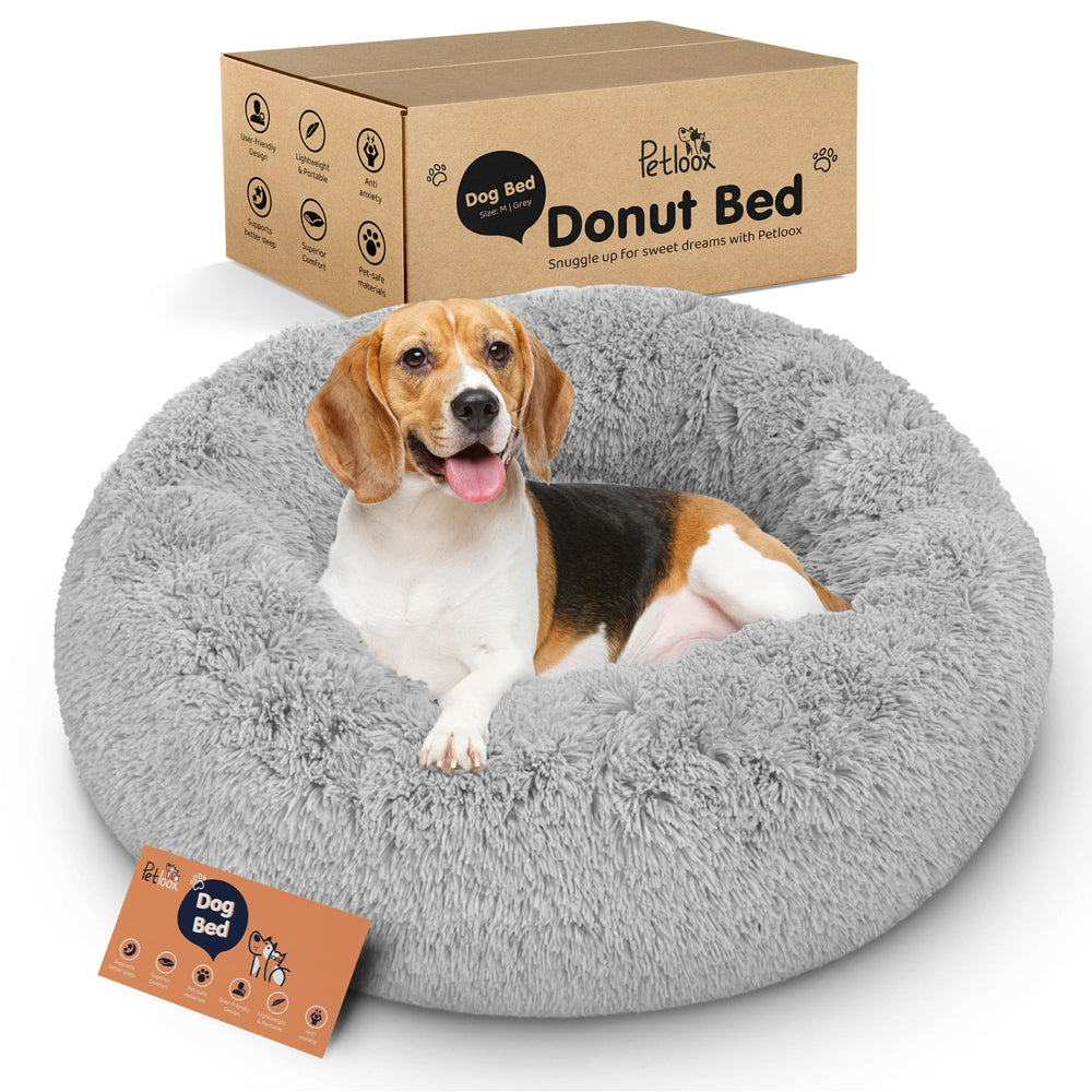 Petloox Donut Bed plush outer invites cozy naps with ultra-soft texture.