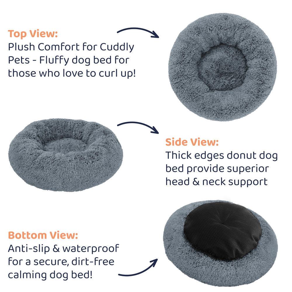 Petloox Donut Dog Bed anxiety-relief scene showcasing nest-like calming retreat
