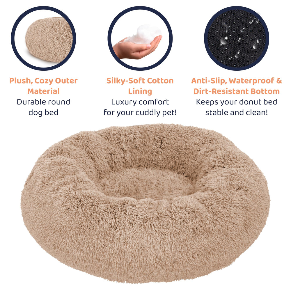 Petloox Donut Dog Bed camel durable materials suggest long-lasting comfort and value.