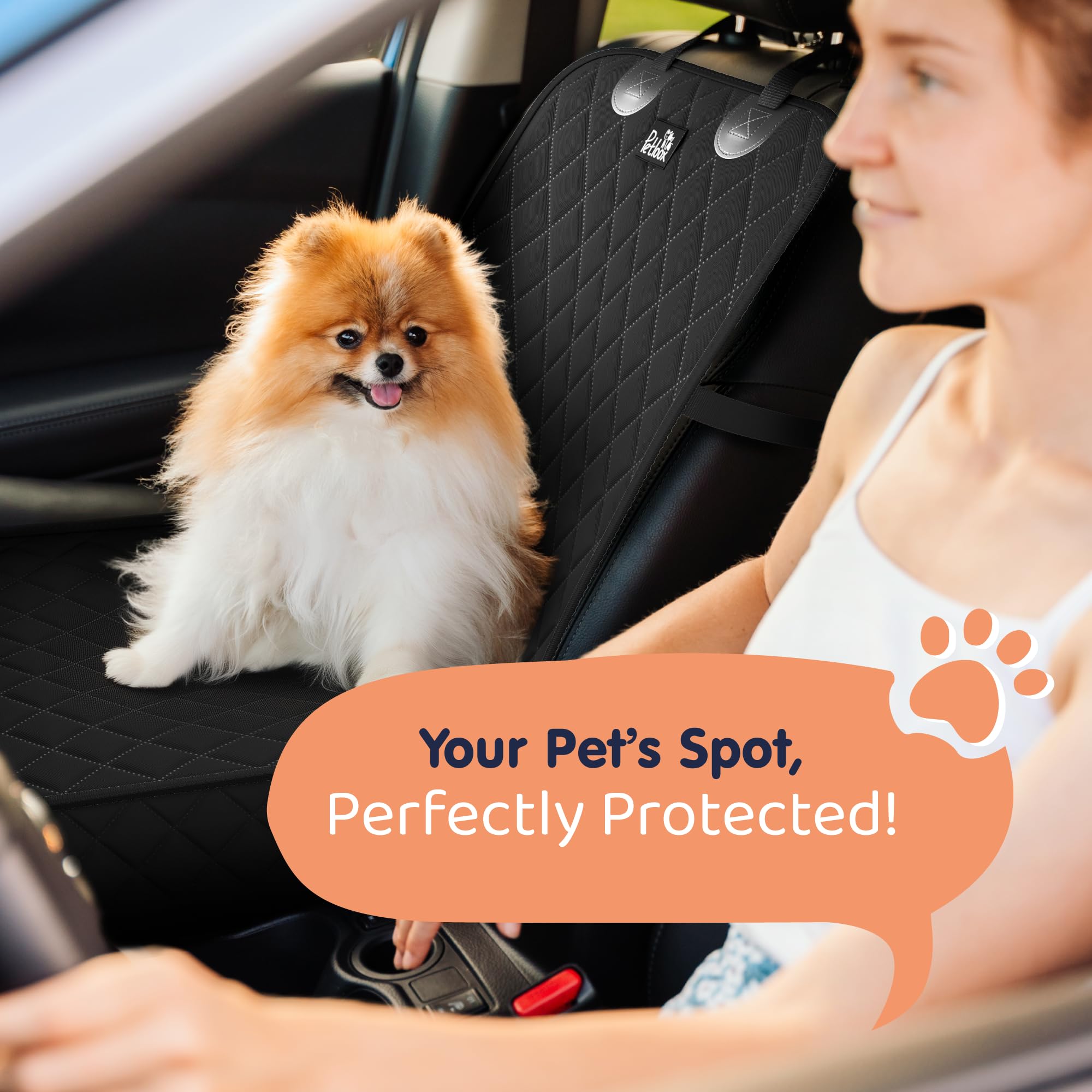 Petloox seat cover non-slip back stays in place for a secure, worry-free drive.