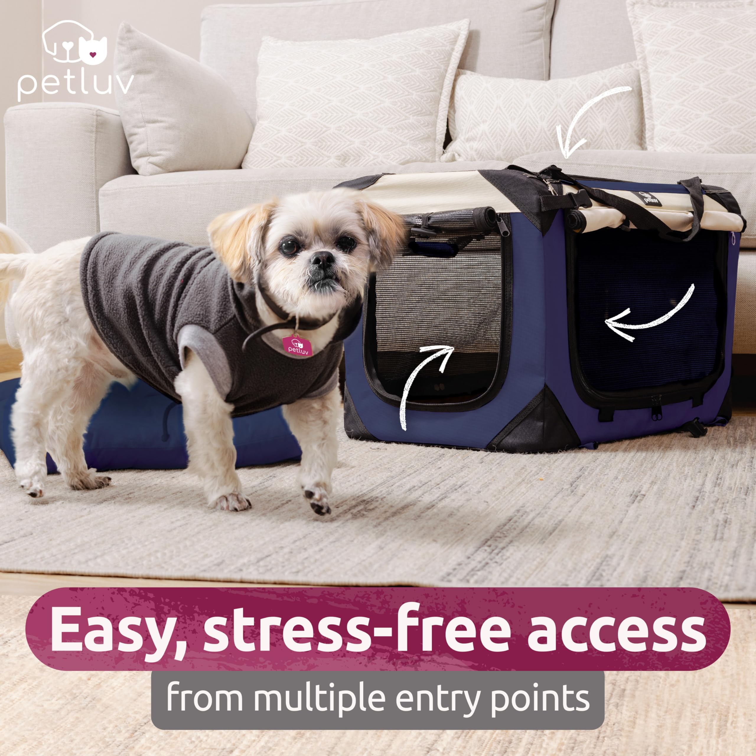 PetLuv privacy-interior provides a cozy interior for focused travel.