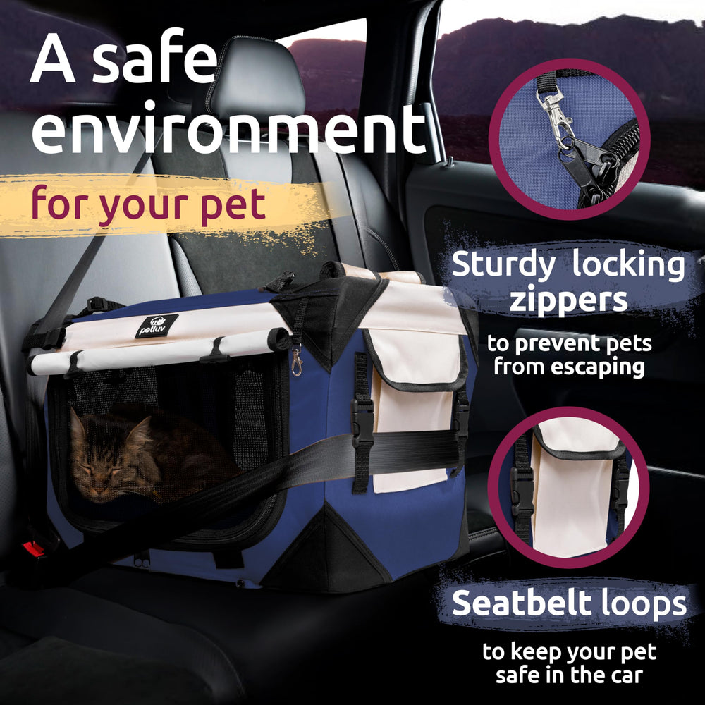 PetLuv large-pet carrier supports car trips and grooming visits.