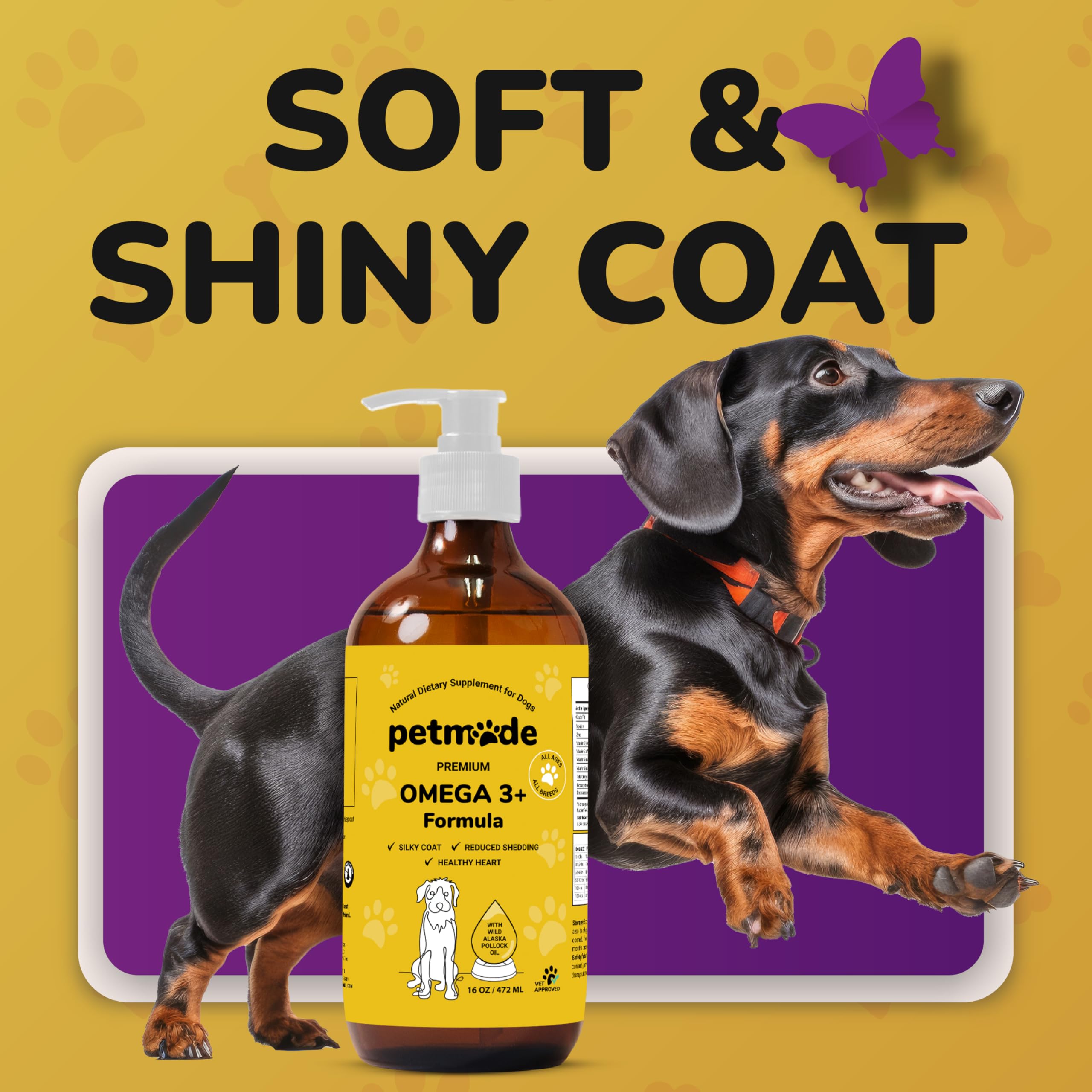 PetMade Omega3 bottle pours into dog meal for picky eaters.