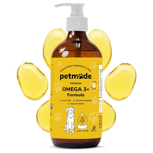 PetMade Omega3 pollock oil bottle pouring for healthy skin.