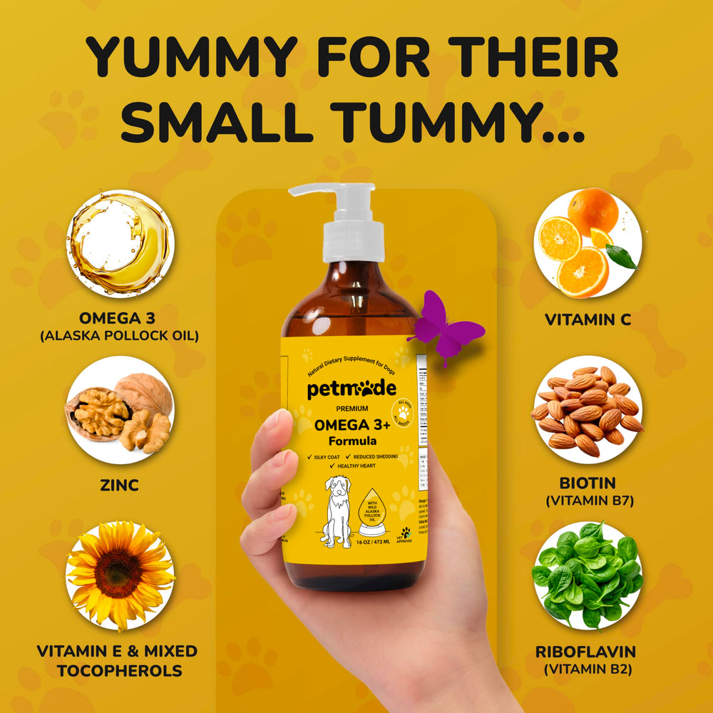 PetMade Omega3 zinc and vitamins formula for daily supplement benefits.