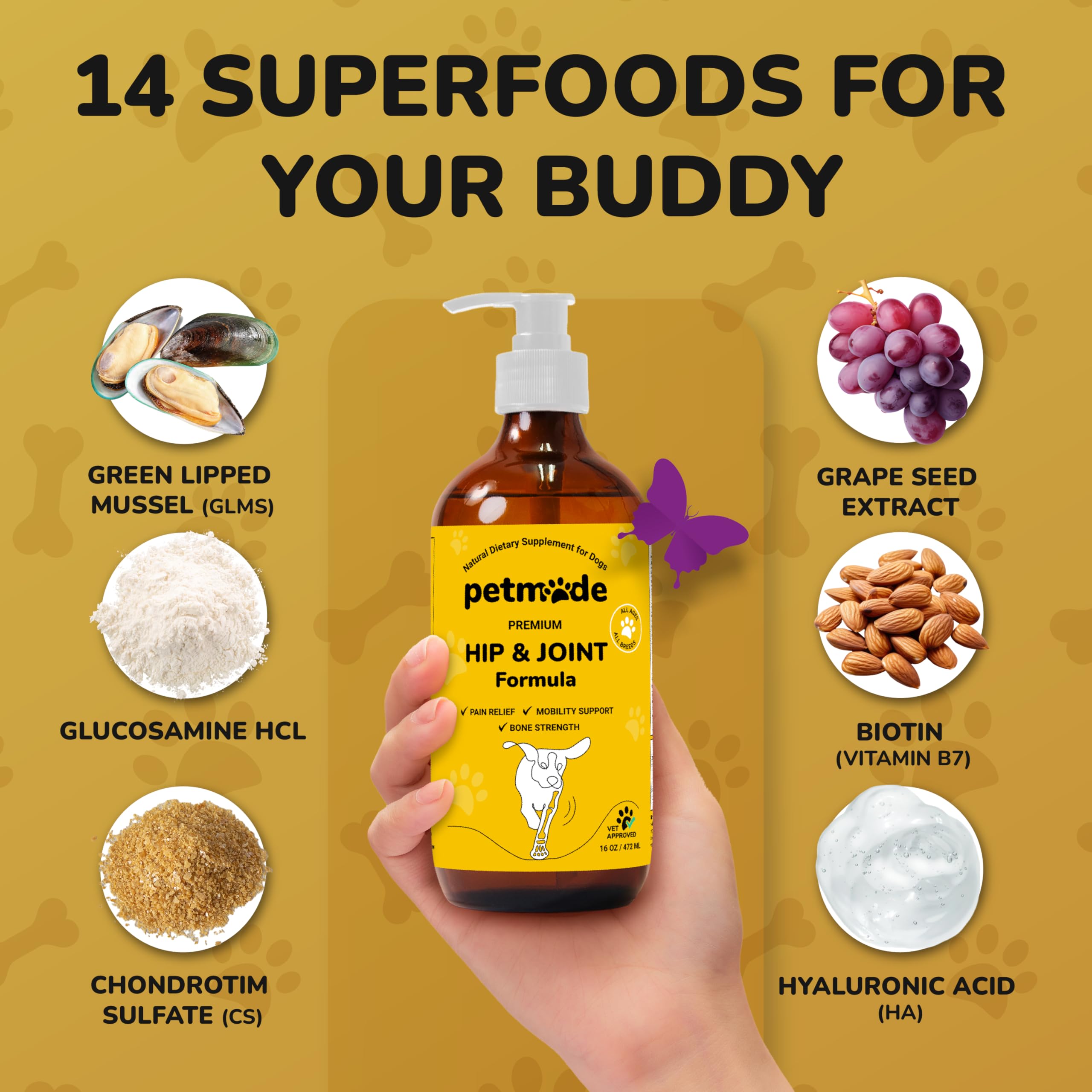 PETMADE B vitamins B12/B6/B1 support energy and overall vitality.