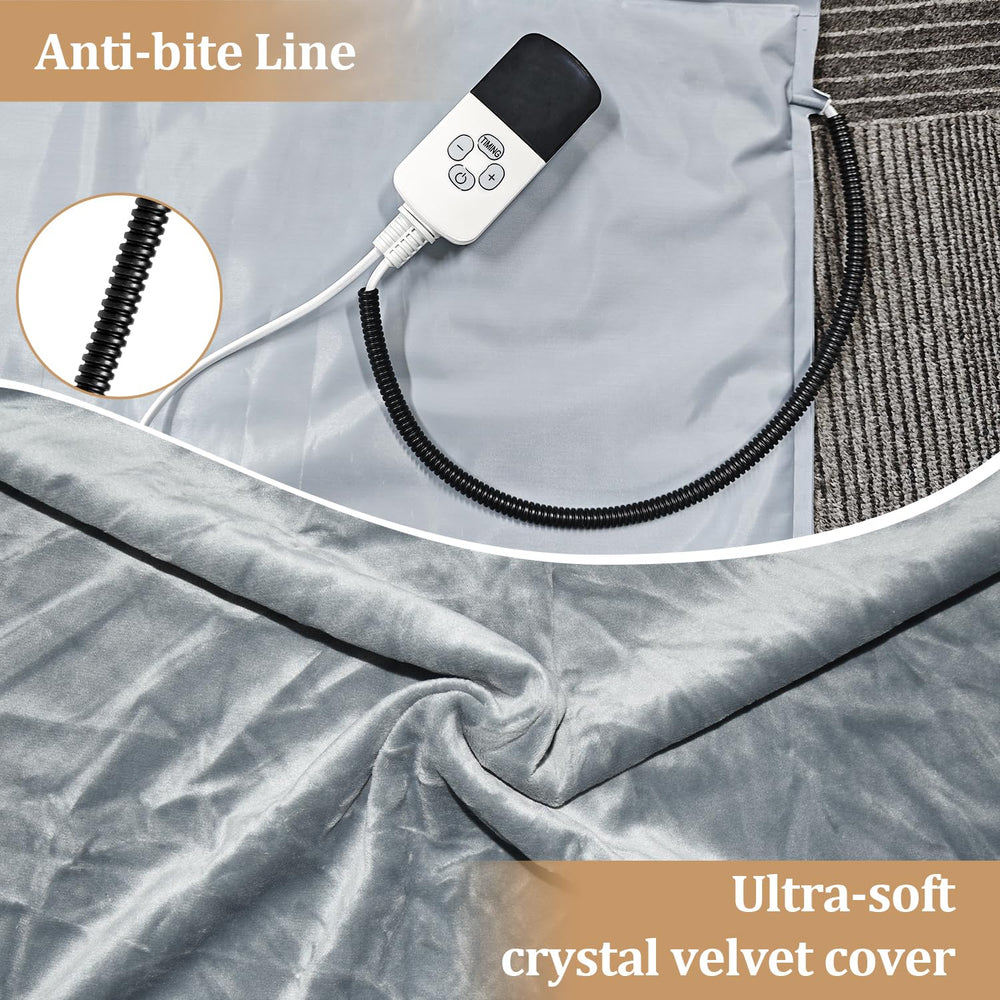 Petmarket heating pad safe-sleep design provides flat surface for restful cuddles.