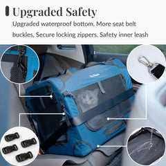 PetMasion carrier showing waterproof bottom for easy car cleanups