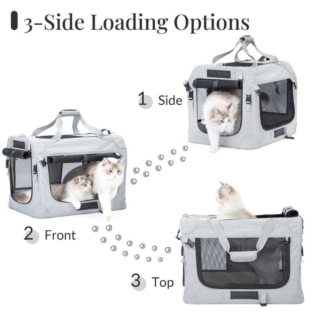 PetMasion extra large cat carrier four safety belt clips secure car trips