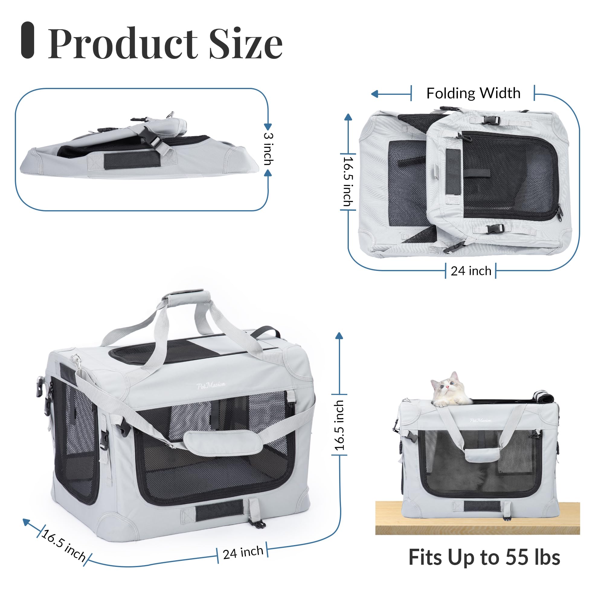 PetMasion extra large cat carrier multiple entrances for easy access and comfort