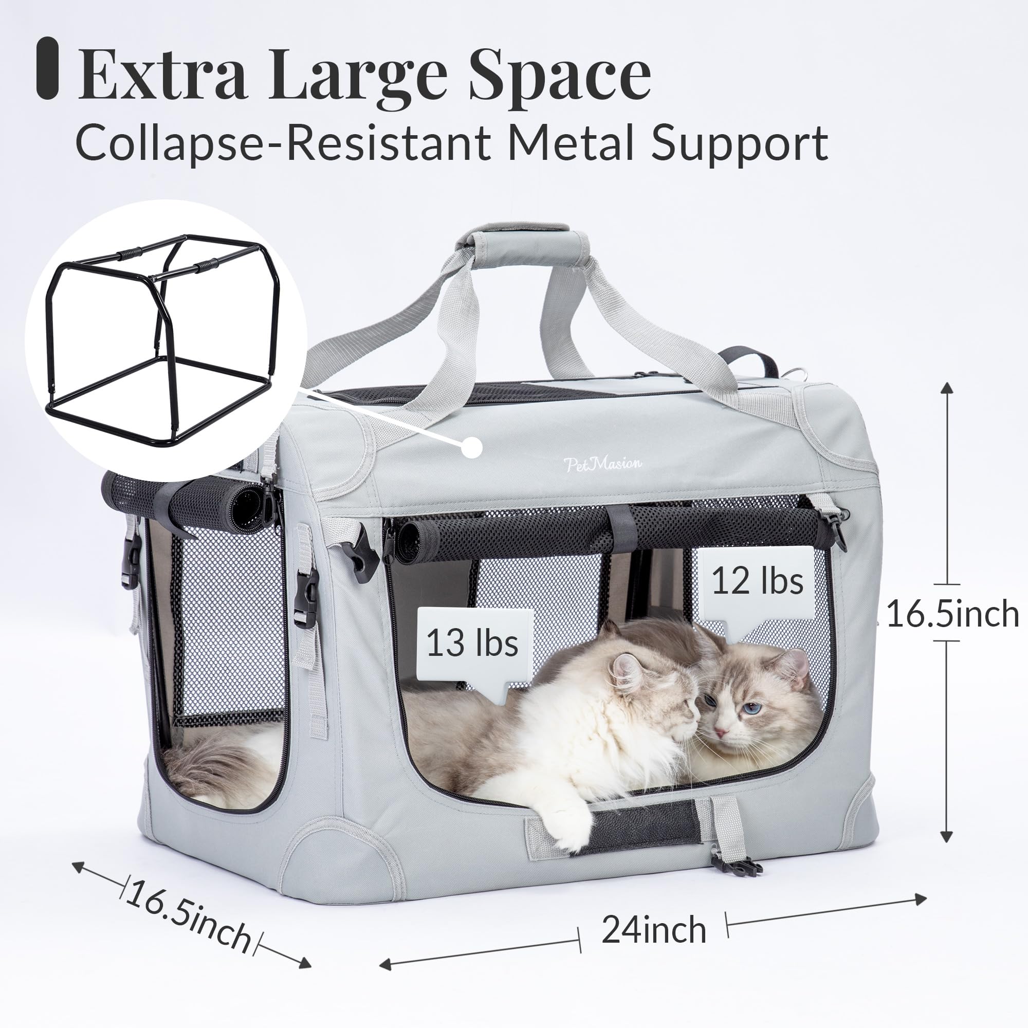 PetMasion extra large cat carrier waterproof bottom for mess-free travel