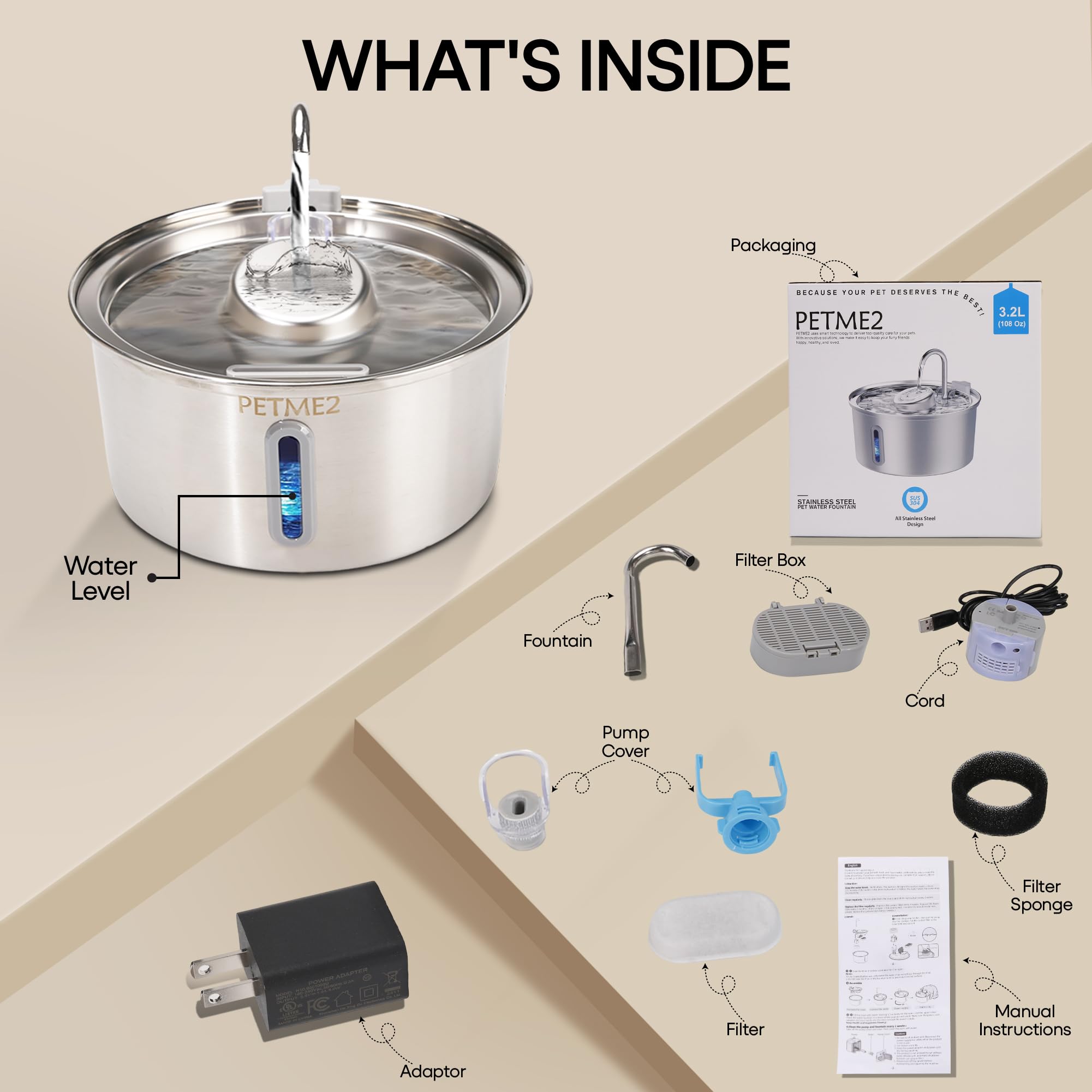 PETME2 Dishwasher-safe parts simplify cleaning routines.