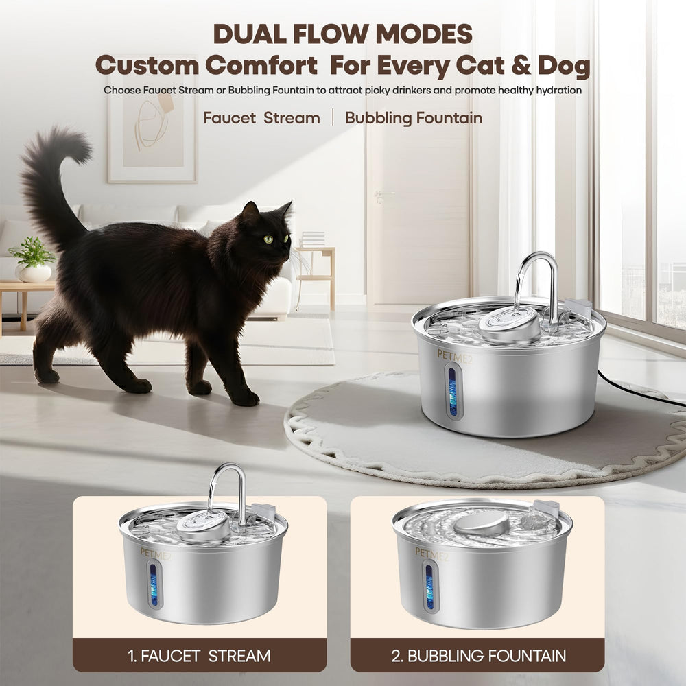 PETME2 Luxury Fountain dual-flow design supports different drinking styles.