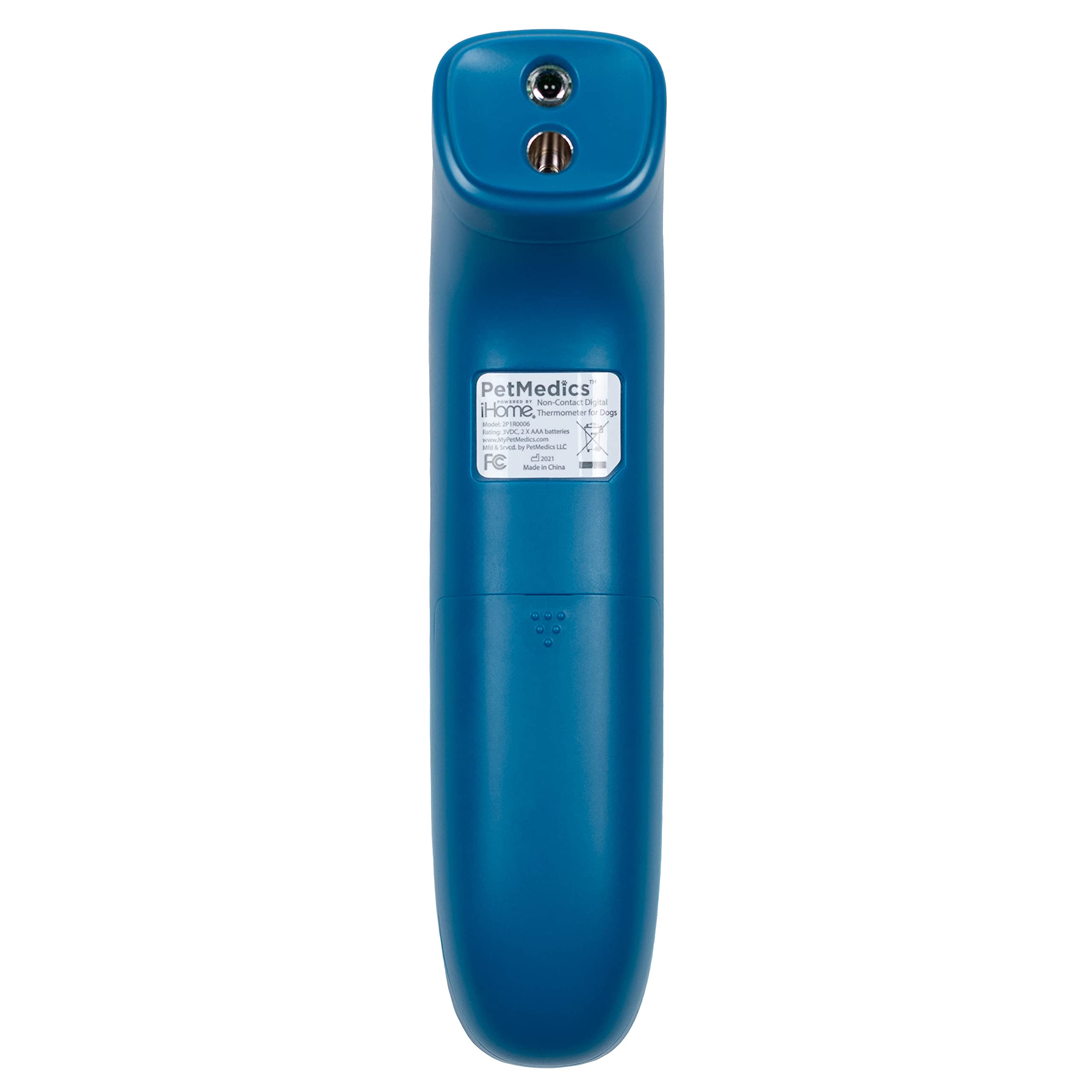 PetMedics non-contact thermometer-battery-pack shows ready-to-use with included batteries.
