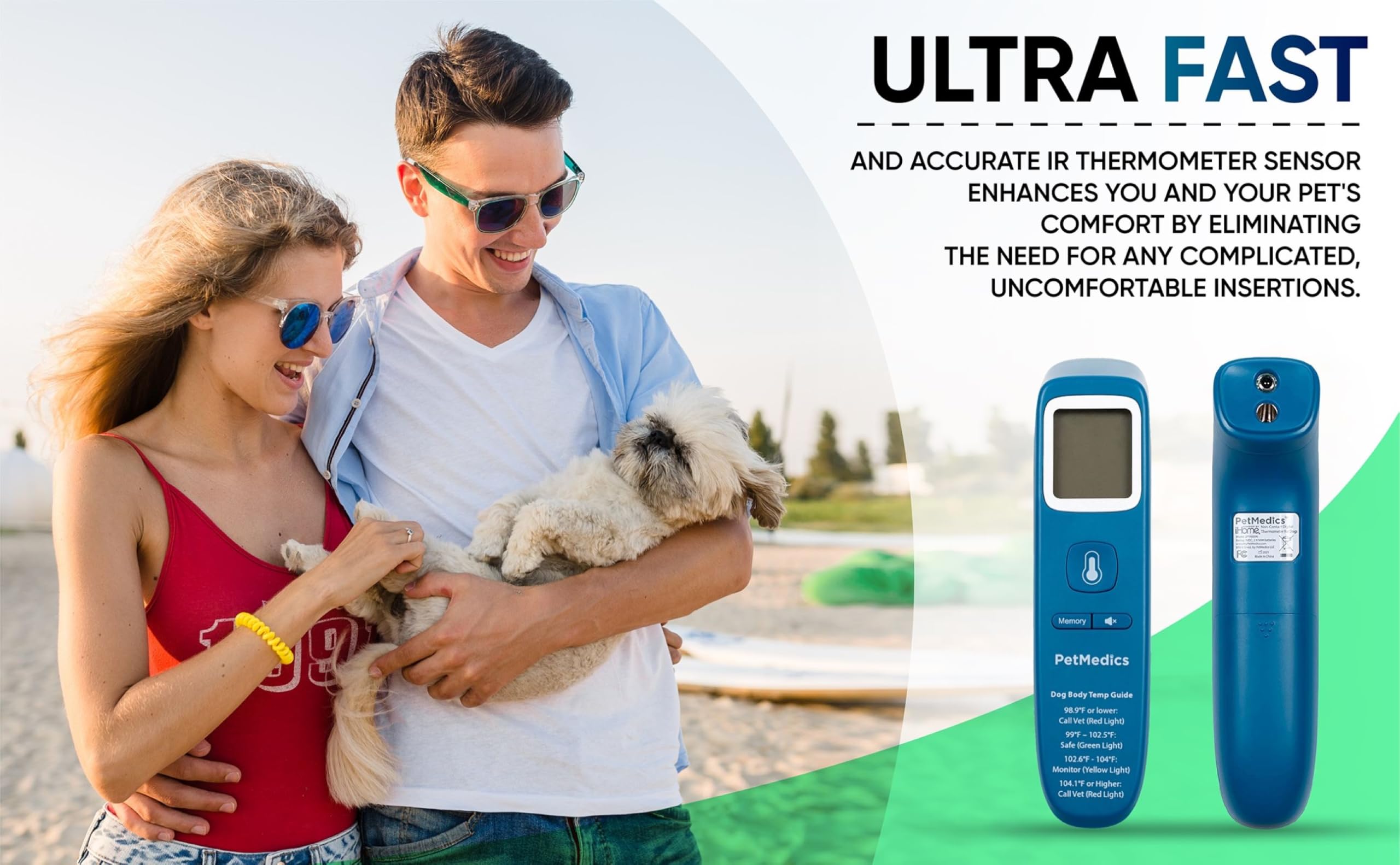 PetMedics non-contact thermometer-travel-pouch convenient on the go for quick checks.
