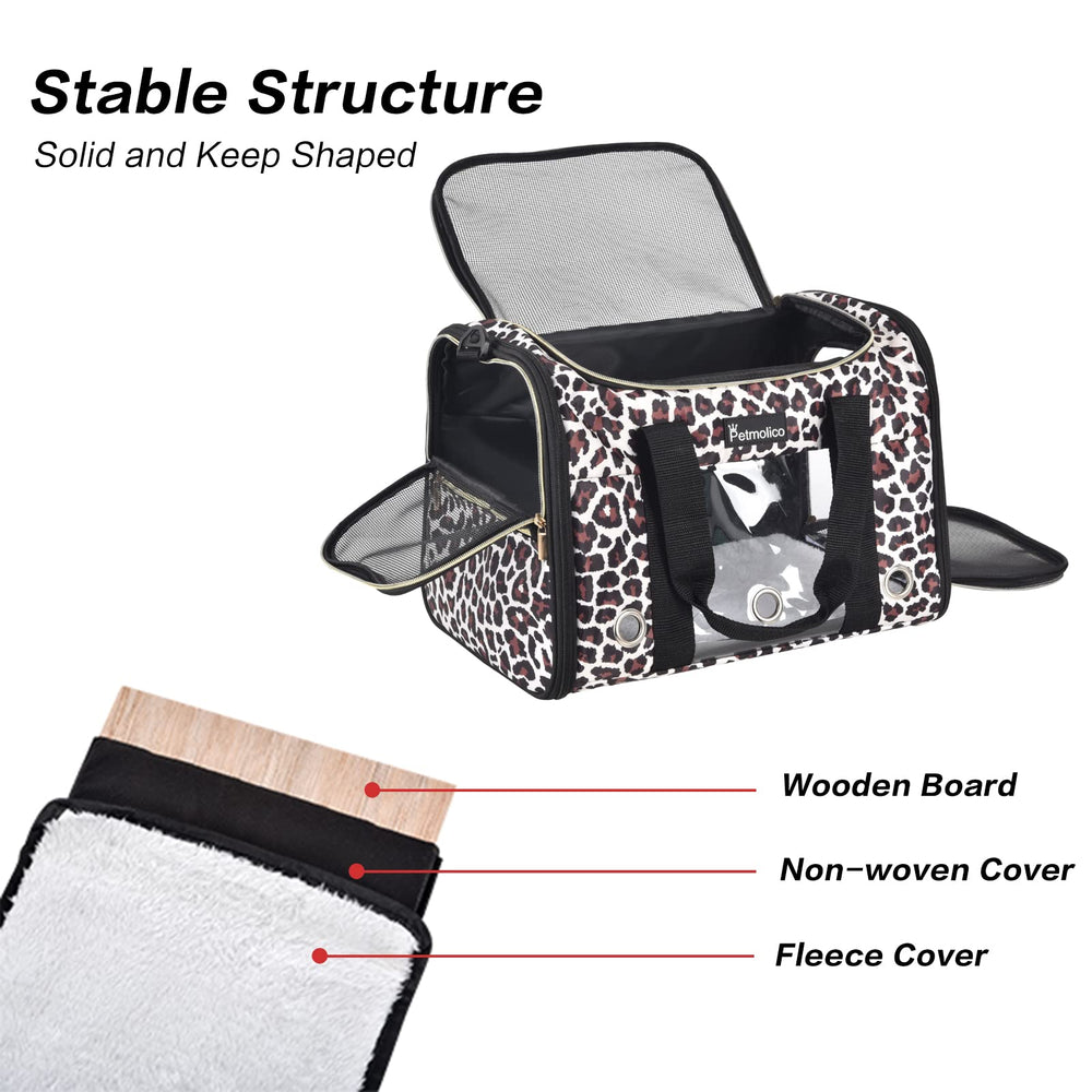 Petmolico cat carrier Leopard bottom board provides stable support.