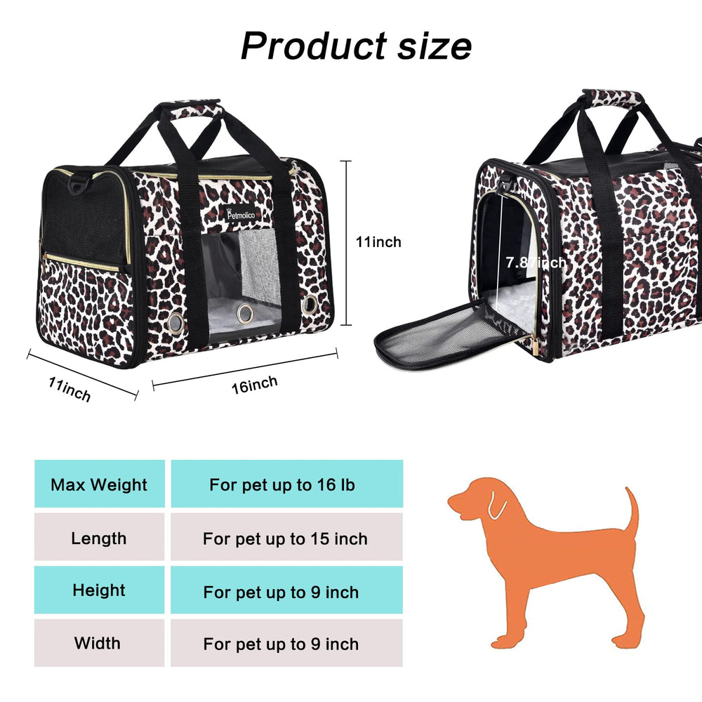Petmolico cat carrier Leopard pocket storage for essentials.