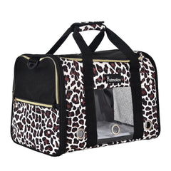 Petmolico cat carrier Leopard side opening for easy loading.