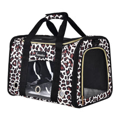 Petmolico cat carrier Leopard top view, compact for air travel.
