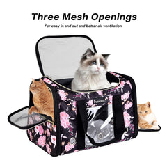 Petmolico Cat Carrier side door allows pets to self-enter with ease.