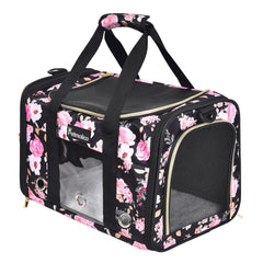 Petmolico cat carrier front view in pink peony for small to medium cats.