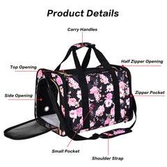 Petmolico pink peony mesh-windows improve airflow and pet visibility on trips.