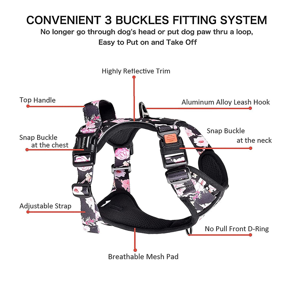 Petmolico large dog harness set back view shows grab handle for quick control