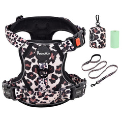 Petmolico No Pull Harness Leopard back view for safer, hands-free walking.