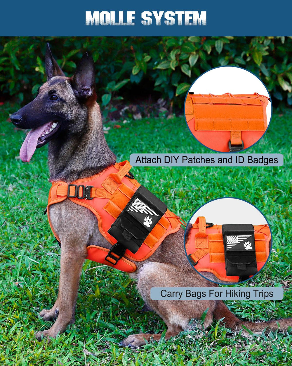 PETNANNY Tactical Vest top handle enables quick redirects during training