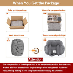 Petnex dog car seat side view highlighting easy installation and portability.