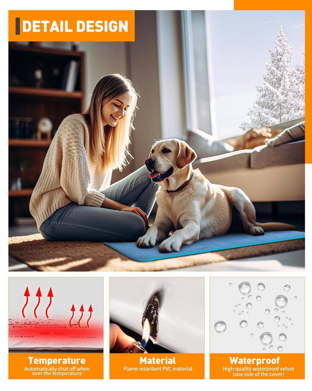 PETNF 83-inch-chew-resistant-cord protects pets from wire bites during use.