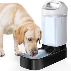 PETNF automatic dog water dispenser shows 2.4 gallon tank for steady multi-pet hydration