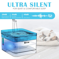 PETNF Blue Water Fountain three flow settings for cats and dogs
