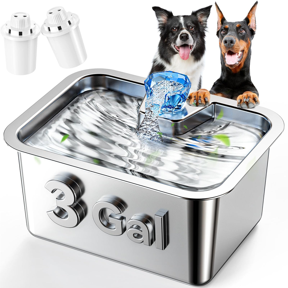 PETNF dog water fountain 11L stainless steel for durable hydration