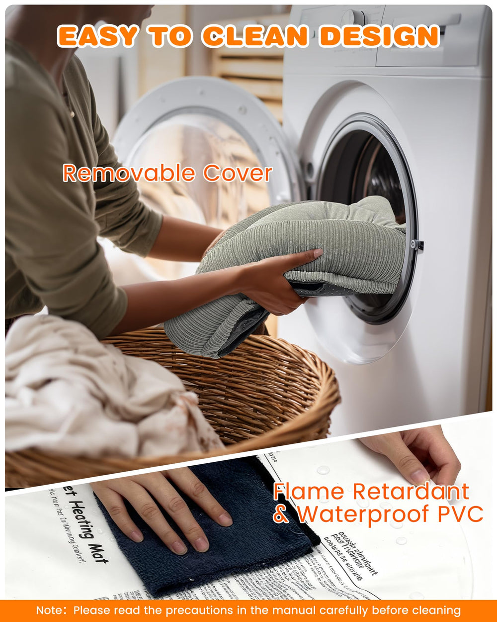 PETNF detachable heating pad converts bed into plush furniture when not heated.