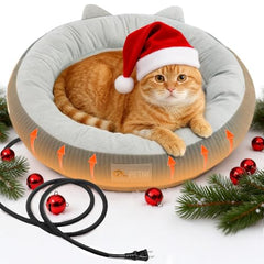 PETNF heated cat bed donut shape with raised edges for cozy nesting and neck support
