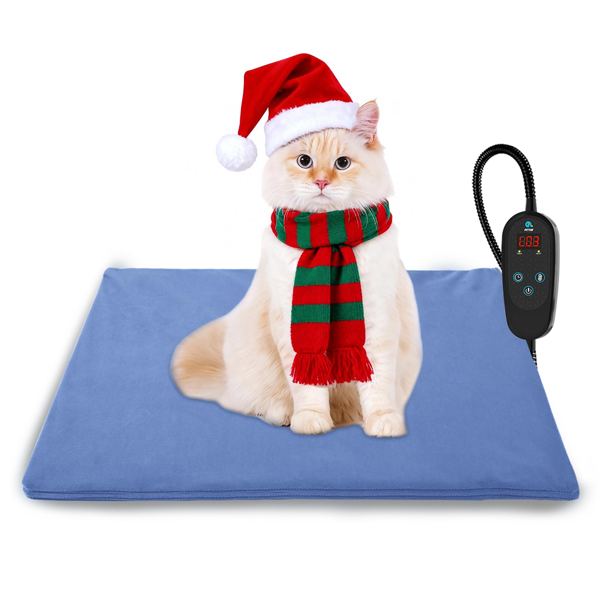 PETNF heating pad temperature-regulator demonstrates adjustable warmth for small pets.