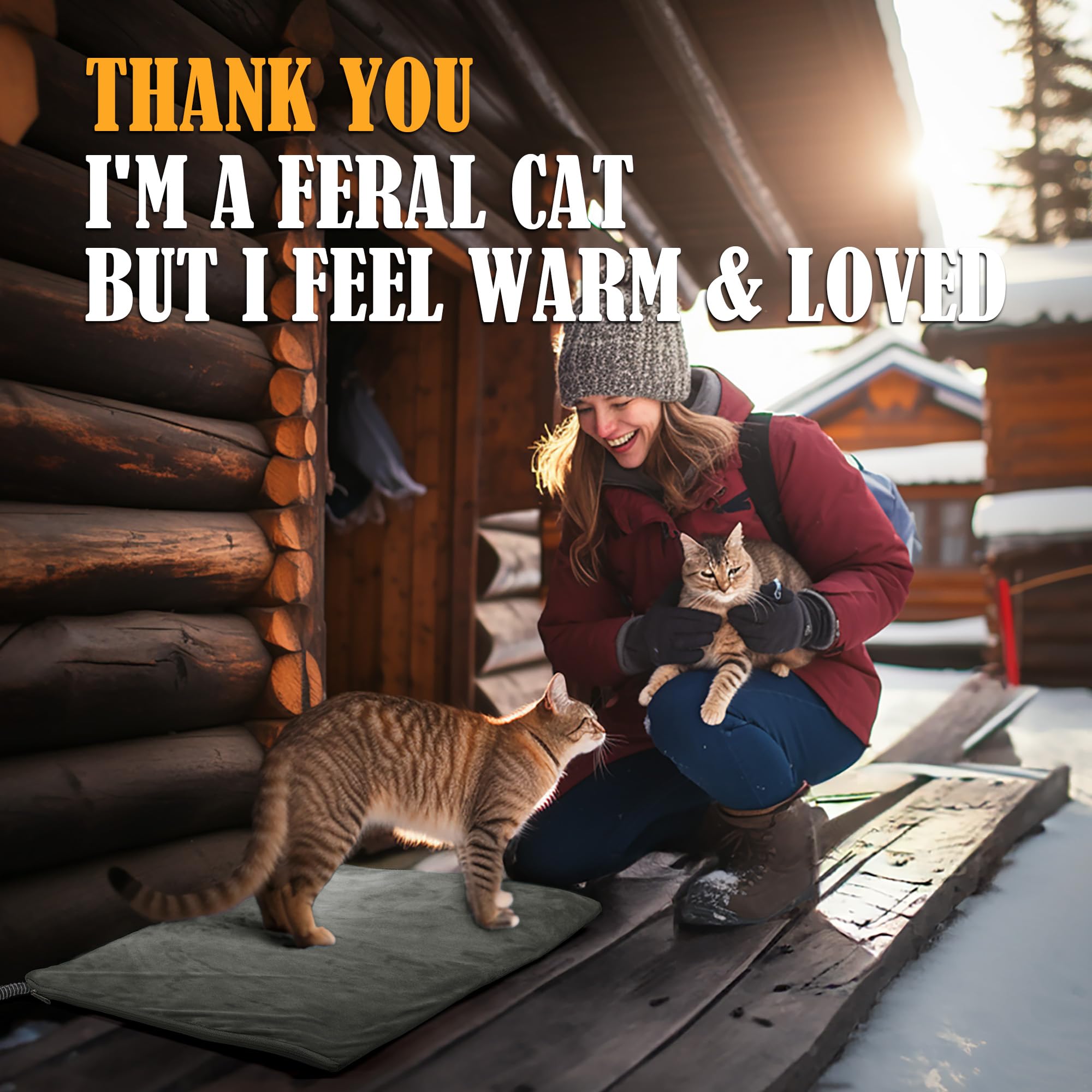 PETNF Outdoor Cat Heating Pad built-in overheat sensor for safe heating