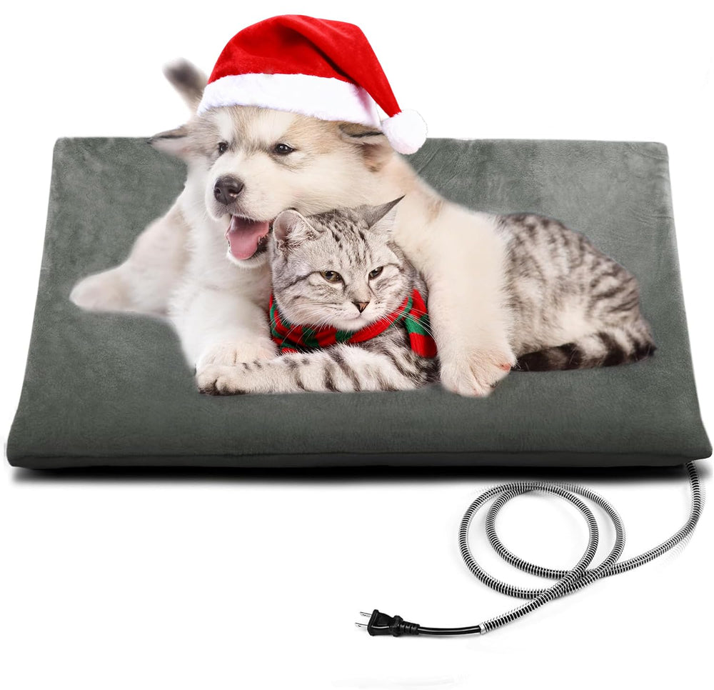 PETNF Outdoor Cat Heating Pad top view with plush cover for cozy warmth outdoors