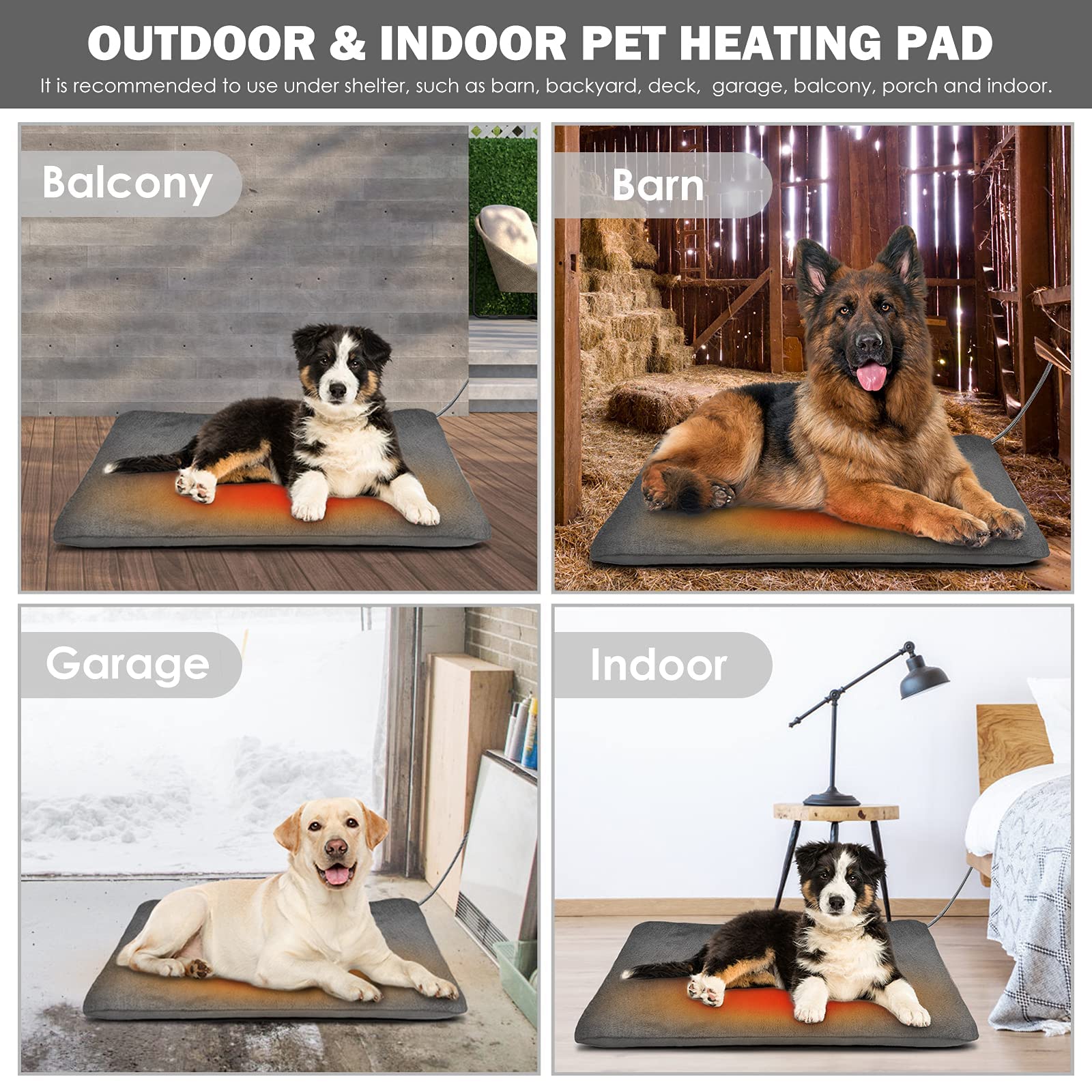 PETNF heated bed with long chew guard cord for safe outdoor placement