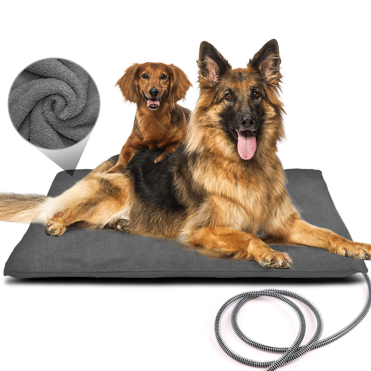 PETNF Outdoor Heated Pet Bed with soft velvet top for cozy outdoor lounging