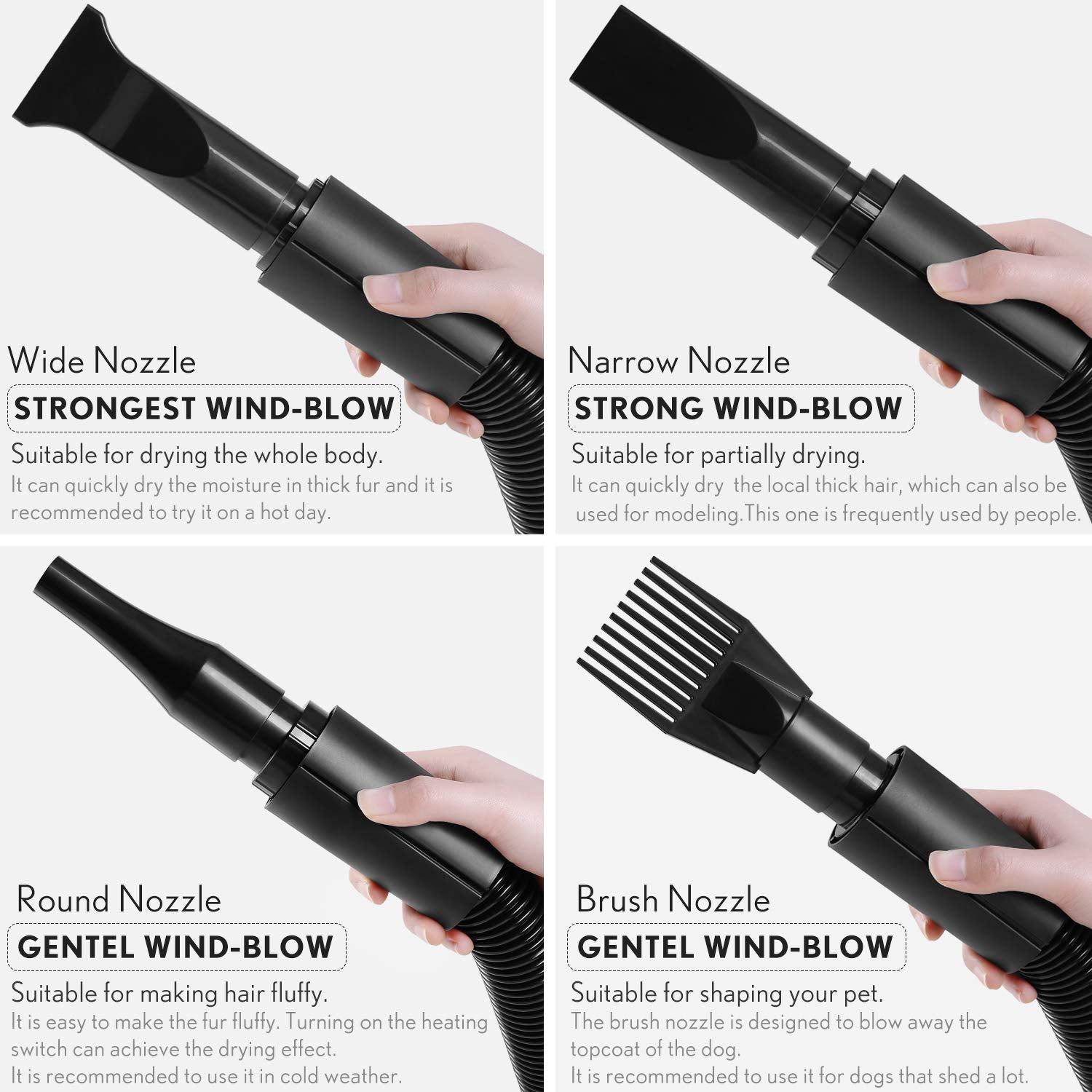 PETNF Upgraded Dog Dryer Blower brush nozzle for grooming and fur shaping